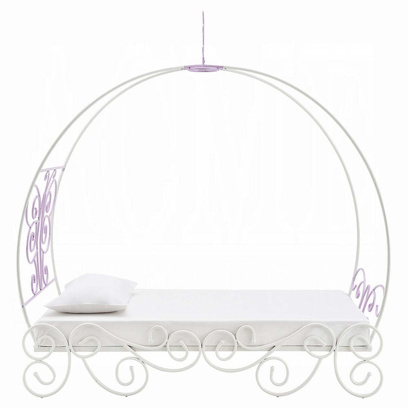 Priya II Twin Bed w/Canopy, White & Purple Finish Acme