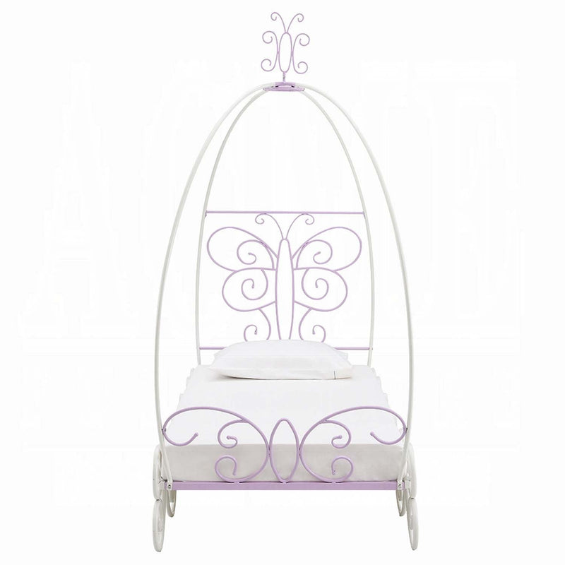 Priya II Twin Bed w/Canopy, White & Purple Finish Acme