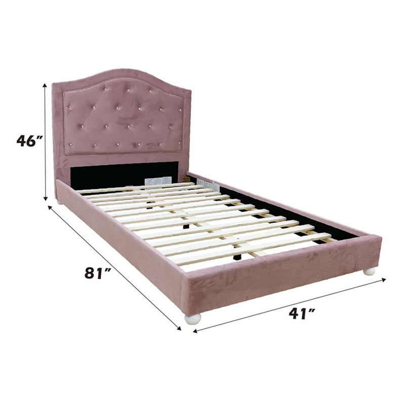 Reggie Twin Bed, Pink Fabric Acme