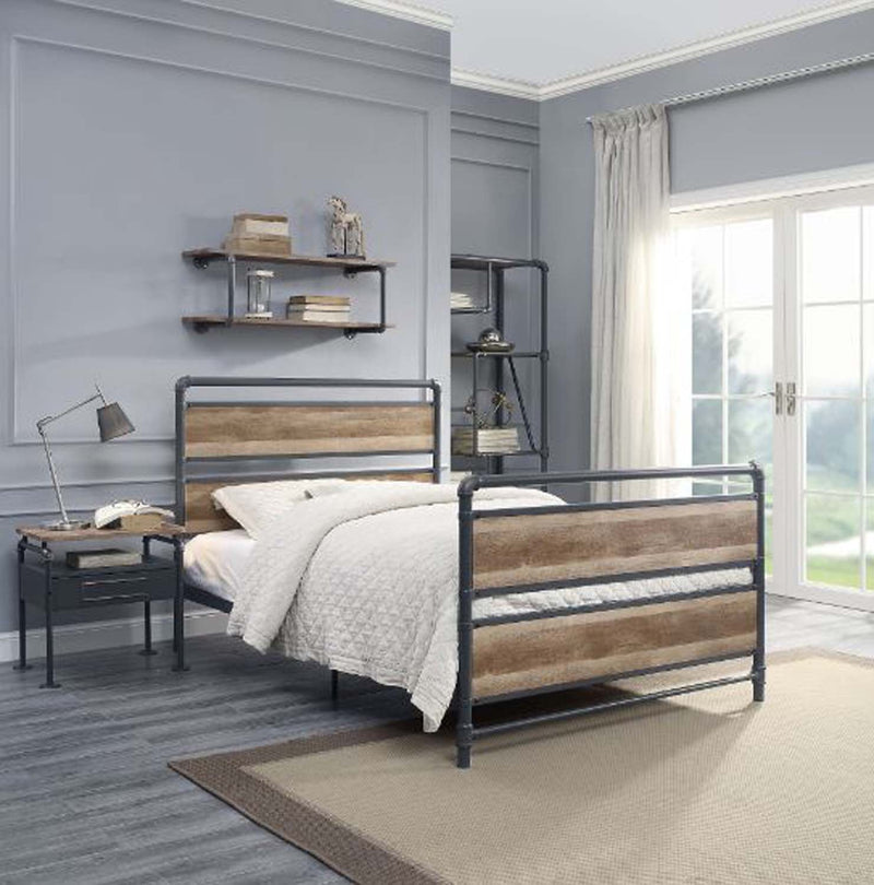 Brantley Full Bed, Antique Oak & Sandy Gray Finish Acme