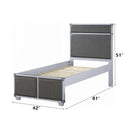 Orchest Twin Bed, Gray Faux Leather & Gray Finish Acme