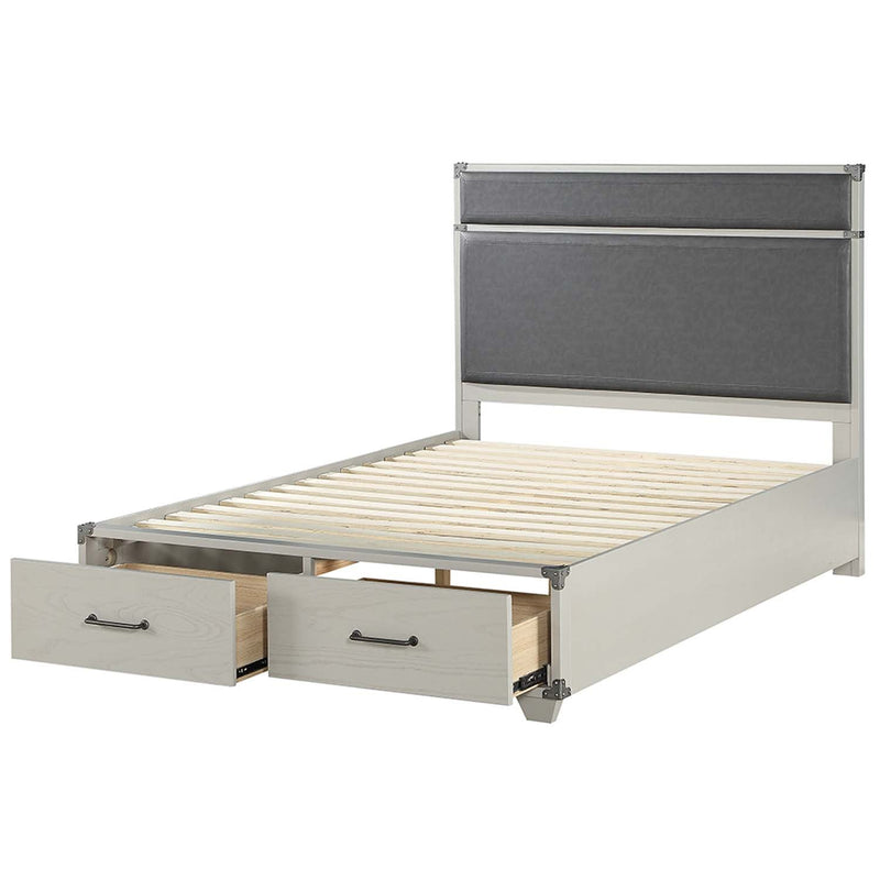Orchest Twin Bed w/Storage, Gray Faux Leather & Gray Finish Acme
