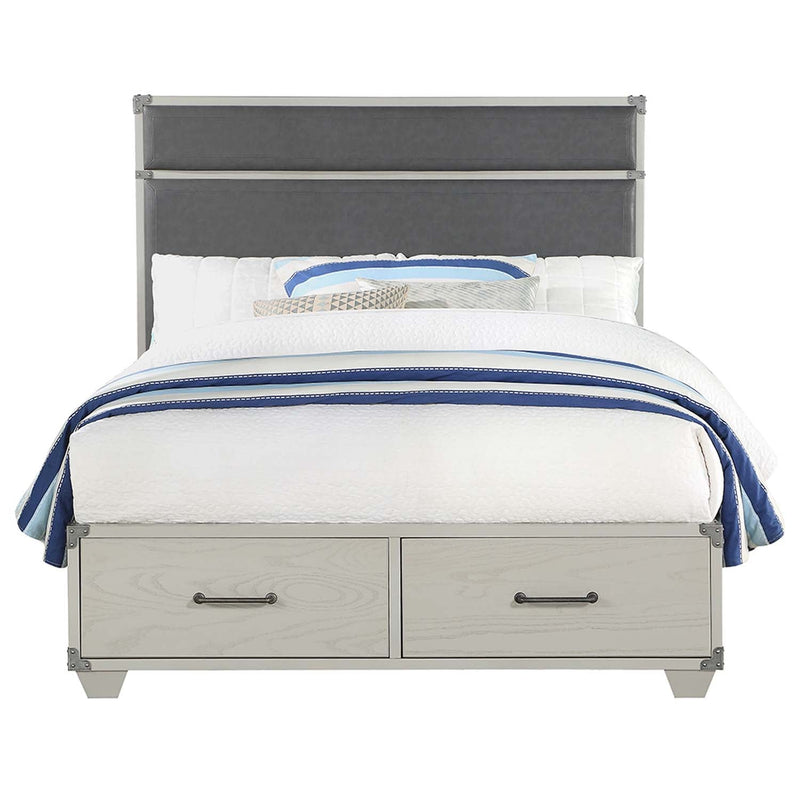Orchest Twin Bed w/Storage, Gray Faux Leather & Gray Finish Acme