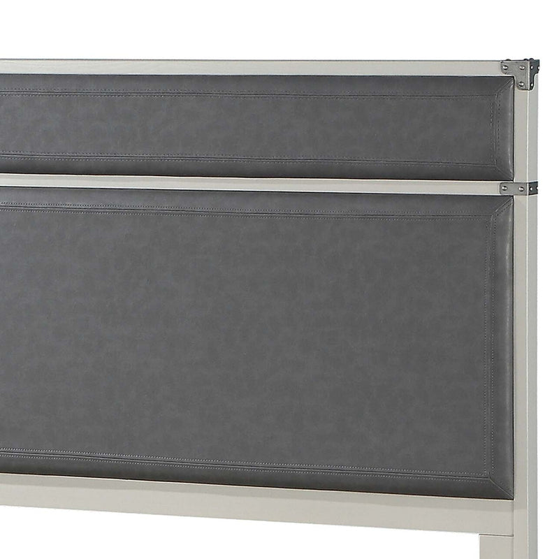 Orchest Twin Bed w/Storage, Gray Faux Leather & Gray Finish Acme