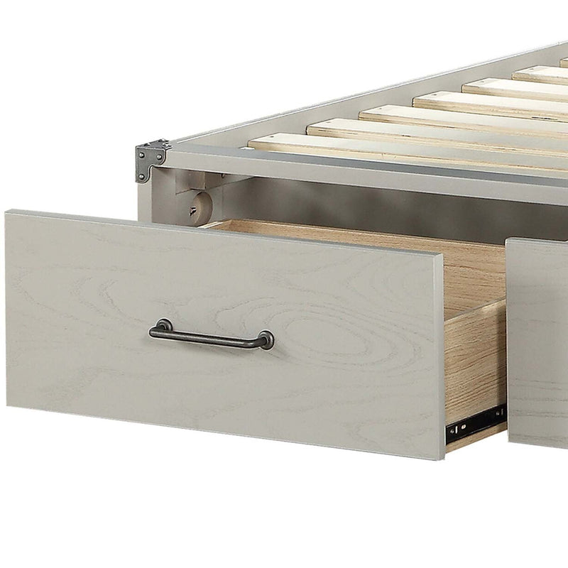 Orchest Twin Bed w/Storage, Gray Faux Leather & Gray Finish Acme