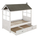 Tree House II Twin Bed, Weathered White & Washed Gray Finish Acme