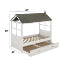 Tree House II Twin Bed, Weathered White & Washed Gray Finish Acme