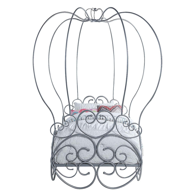 Priya Twin Bed w/Canopy, Silver Finish Acme