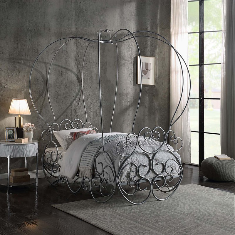 Priya Twin Bed w/Canopy, Silver Finish Acme