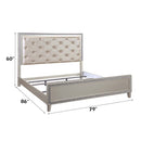 Sliverfluff King Bed w/Led, Faux Leather & Champagne Finish Acme