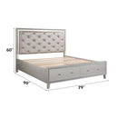 Sliverfluff California King Bed w/Led & Storages, Faux Leather & Champagne Acme