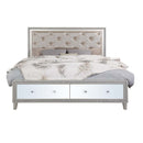 Sliverfluff King Bed w/Led & Storage, Faux Leather & Champagne Finish Acme