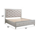 Sliverfluff King Bed w/Led & Storage, Faux Leather & Champagne Finish Acme