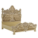 Seville King Bed, Faux Leather & Gold Finish Acme