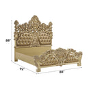 Seville King Bed, Faux Leather & Gold Finish Acme