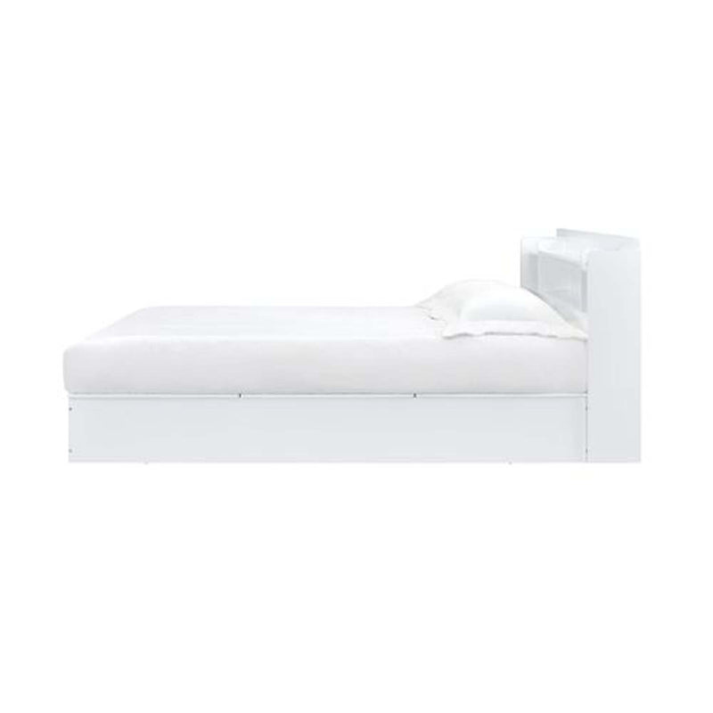 Perse Queen Bed w/Storage, White Finish Acme