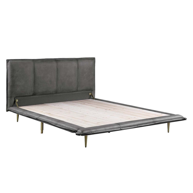 Metis Queen Bed, Gray Top Grain Leather Acme