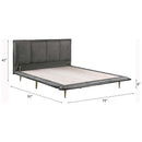 Metis Queen Bed, Gray Top Grain Leather Acme