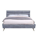Doris King Bed, Gray Top Grain Leather Acme