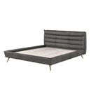 Doris Queen Bed, Gray Top Grain Leather Acme