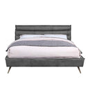 Doris Queen Bed, Gray Top Grain Leather Acme