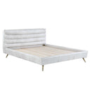 Doris King Bed, Vintage White Top Grain Leather Acme