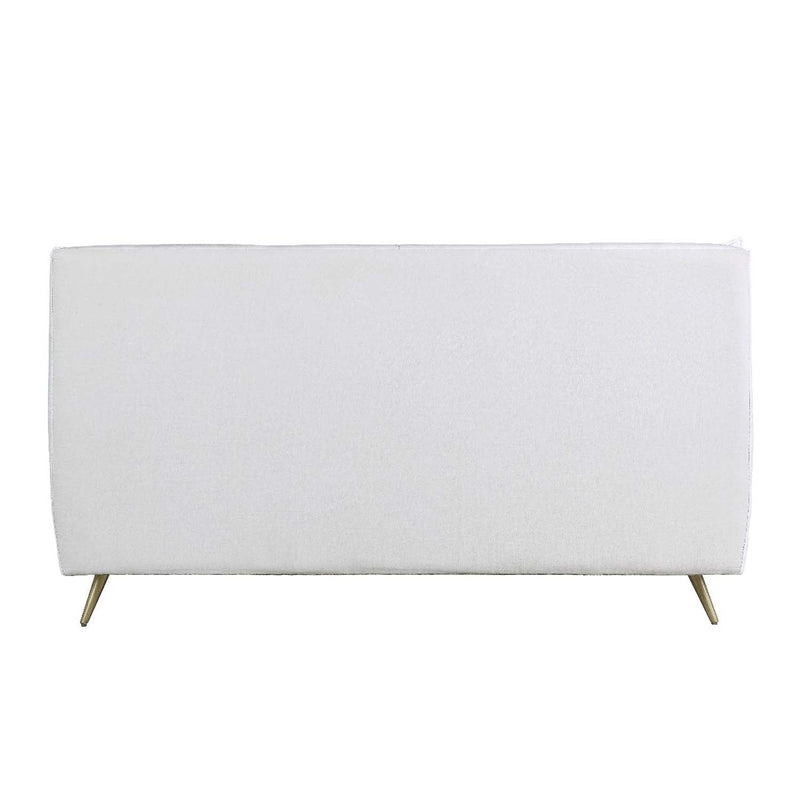 Doris King Bed, Vintage White Top Grain Leather Acme