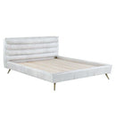 Doris Queen Bed, Vintage White Top Grain Leather Acme