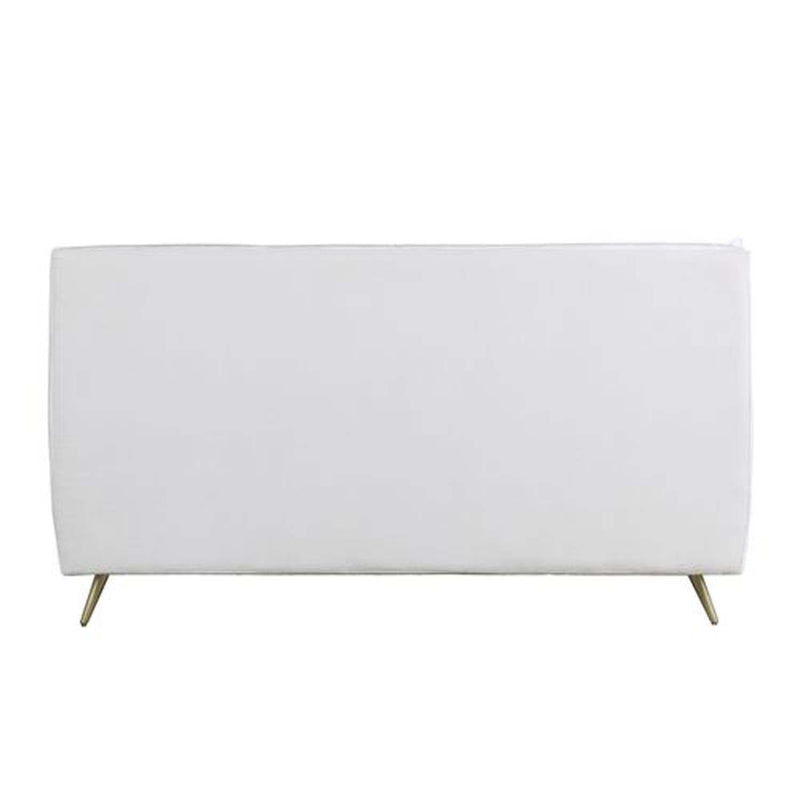 Doris Queen Bed, Vintage White Top Grain Leather Acme