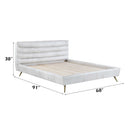 Doris Queen Bed, Vintage White Top Grain Leather Acme