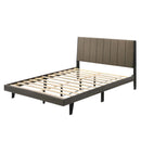 Valdemar Queen Bed, Brown Fabric & Weathered Gray Finish Acme