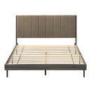 Valdemar Queen Bed, Brown Fabric & Weathered Gray Finish Acme