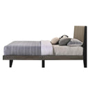 Valdemar Queen Bed, Brown Fabric & Weathered Gray Finish Acme