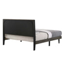 Valdemar Queen Bed, Brown Fabric & Weathered Gray Finish Acme