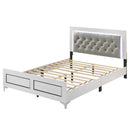 Casilda Queen Bed w/Led, Gray Faux Leather & White Finish Acme