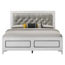 Casilda Queen Bed w/Led, Gray Faux Leather & White Finish Acme