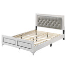 Casilda Queen Bed w/Led, Gray Faux Leather & White Finish Acme
