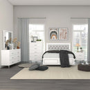 Casilda Queen Bed w/Led, Gray Faux Leather & White Finish Acme