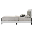 Casilda Queen Bed w/Led, Gray Faux Leather & White Finish Acme
