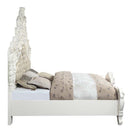 Vanaheim King Bed, Beige Faux Leather & Antique White Finish Acme