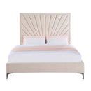 Faiz King Bed, Beige Velvet Acme