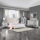 Faiz Queen Bed, Beige Velvet Acme