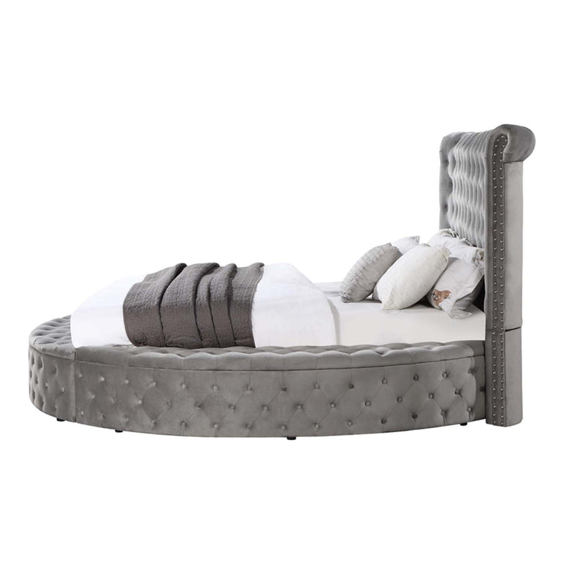 Gaiva King Bed w/Storage, Gray Velvet Acme