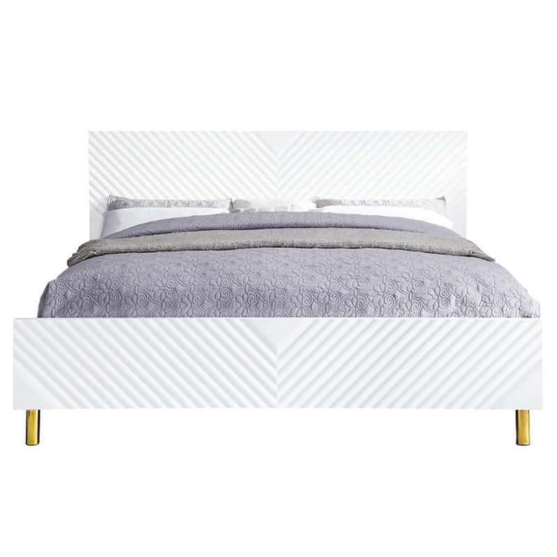 Gaines King Bed, White High Gloss Finish Acme