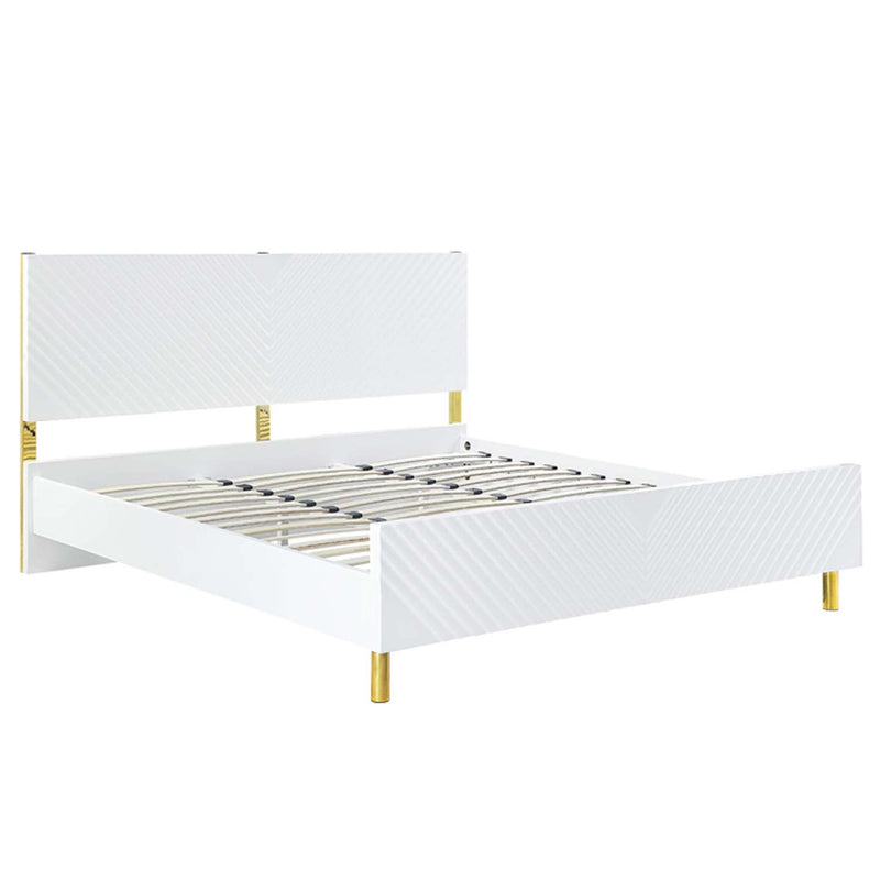 Gaines Queen Bed, White High Gloss Finish Acme
