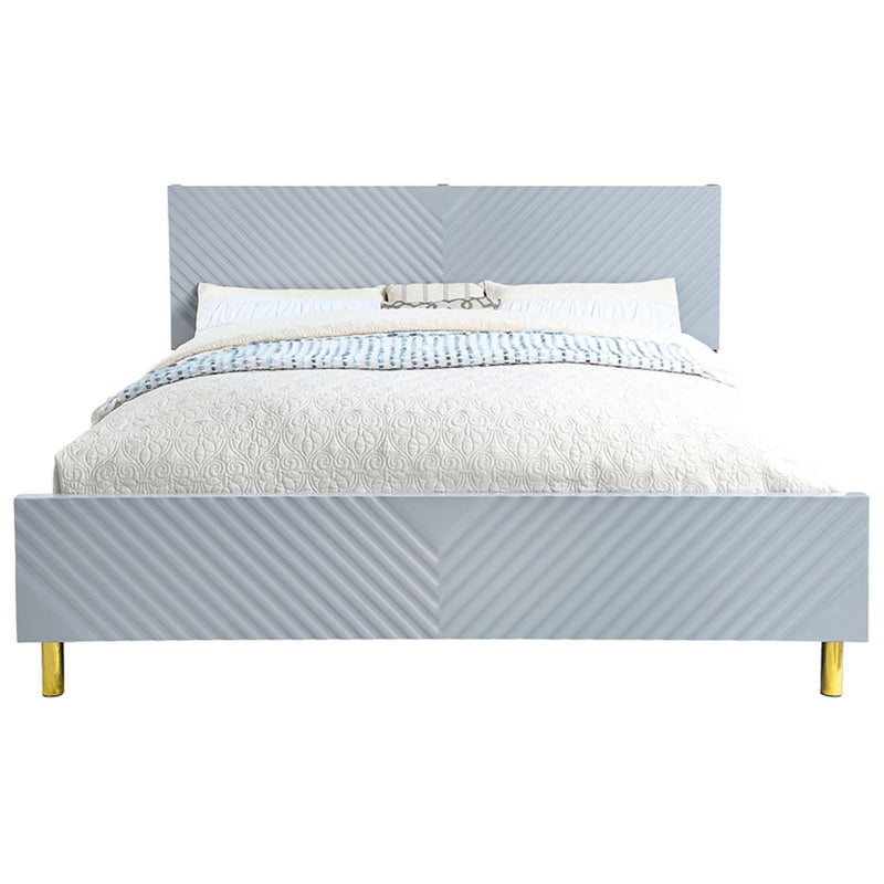 Gaines King Bed, Gray High Gloss Finish Acme