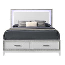 Haiden Queen Bed w/Led & Storage, White Finish Acme
