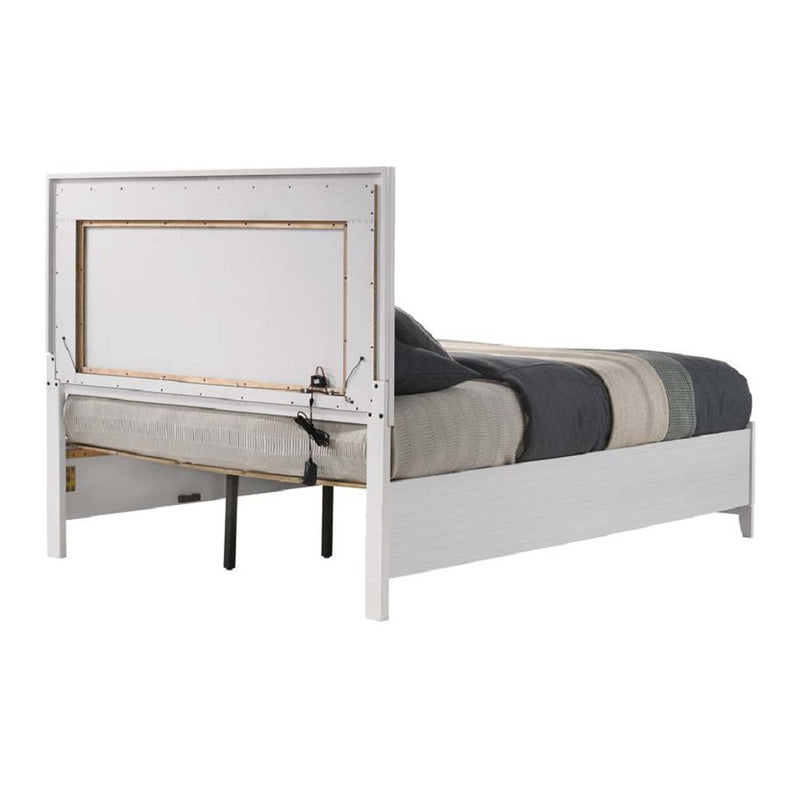 Haiden Queen Bed w/Led & Storage, White Finish Acme