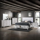 Haiden Queen Bed w/Led & Storage, White Finish Acme