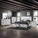 Haiden King Bed w/Led & Storage, White Finish Acme